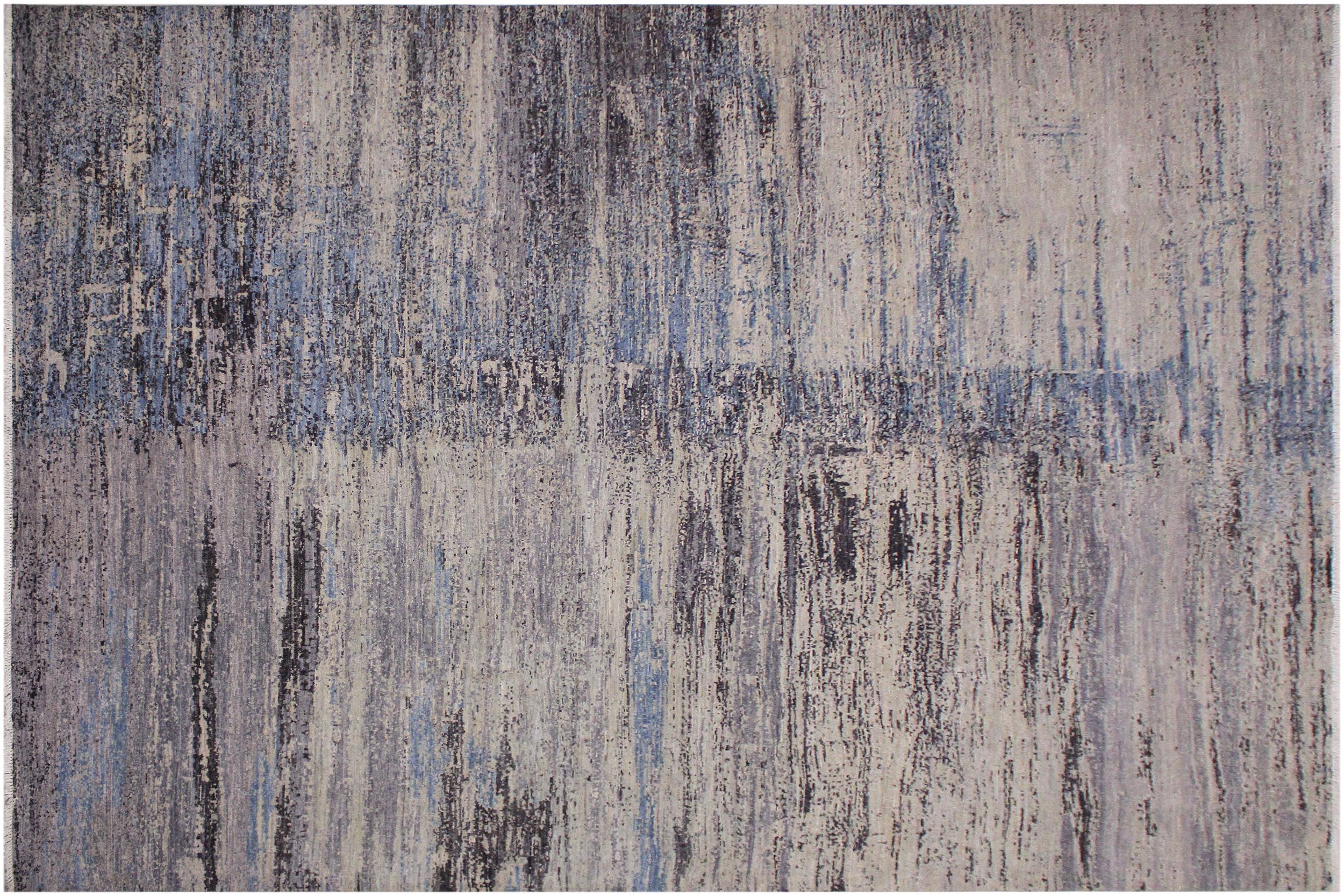 handmade Modern Kafkaz Grey Blue Hand Knotted RECTANGLE 100% WOOL area rug 10' x 14'