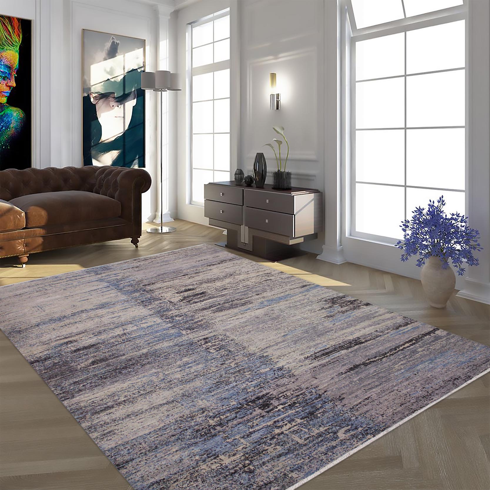 handmade Modern Kafkaz Grey Blue Hand Knotted RECTANGLE 100% WOOL area rug 10' x 14'