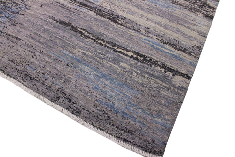 handmade Modern Kafkaz Grey Blue Hand Knotted RECTANGLE 100% WOOL area rug 10' x 14'