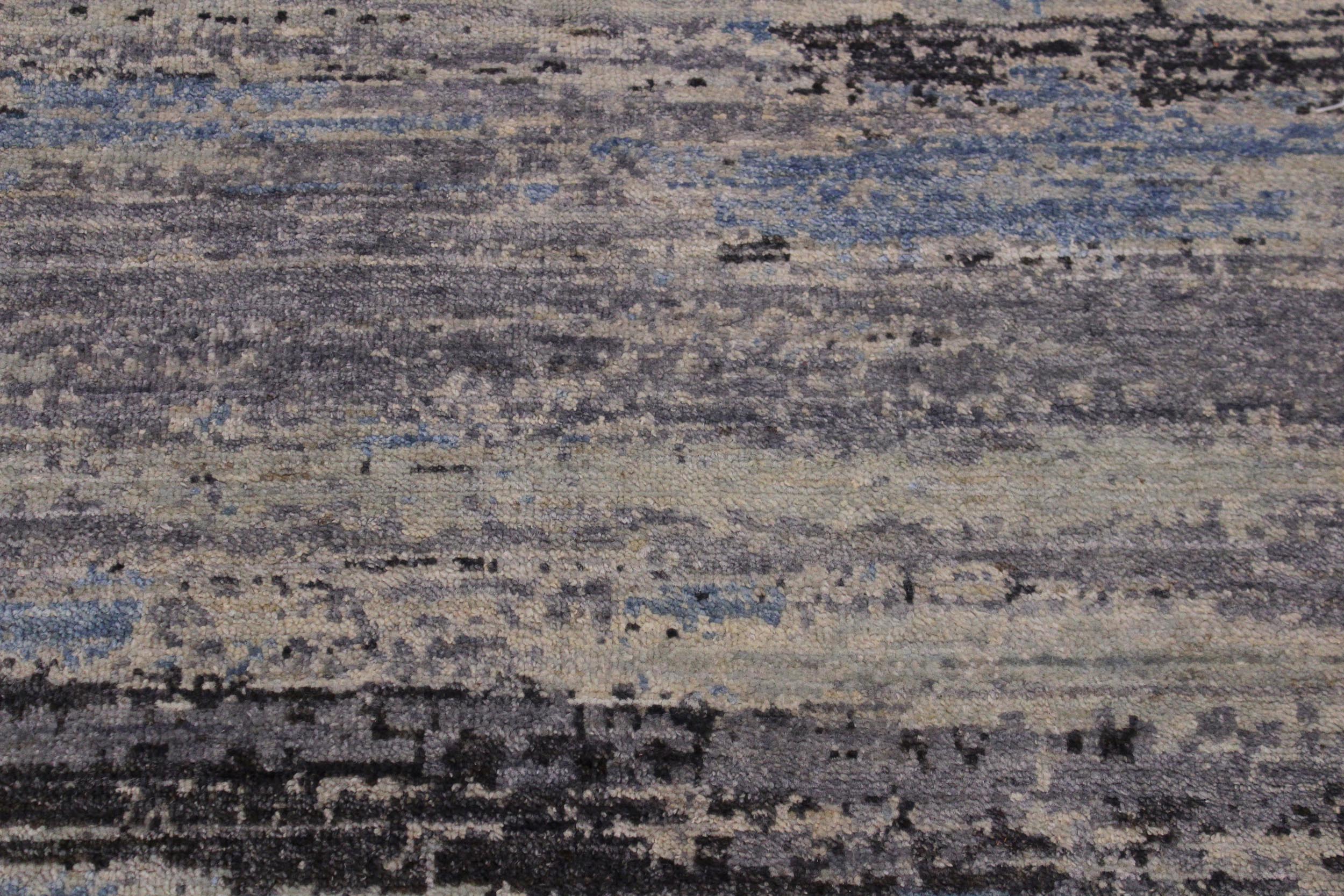 handmade Modern Kafkaz Grey Blue Hand Knotted RECTANGLE 100% WOOL area rug 10' x 14'