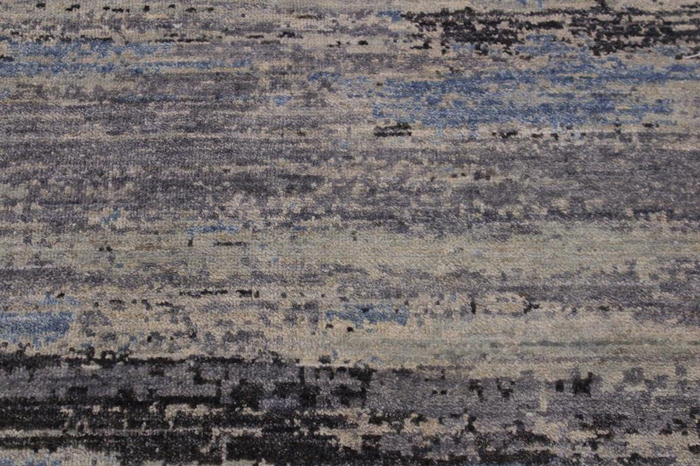 handmade Modern Kafkaz Grey Blue Hand Knotted RECTANGLE 100% WOOL area rug 10X14