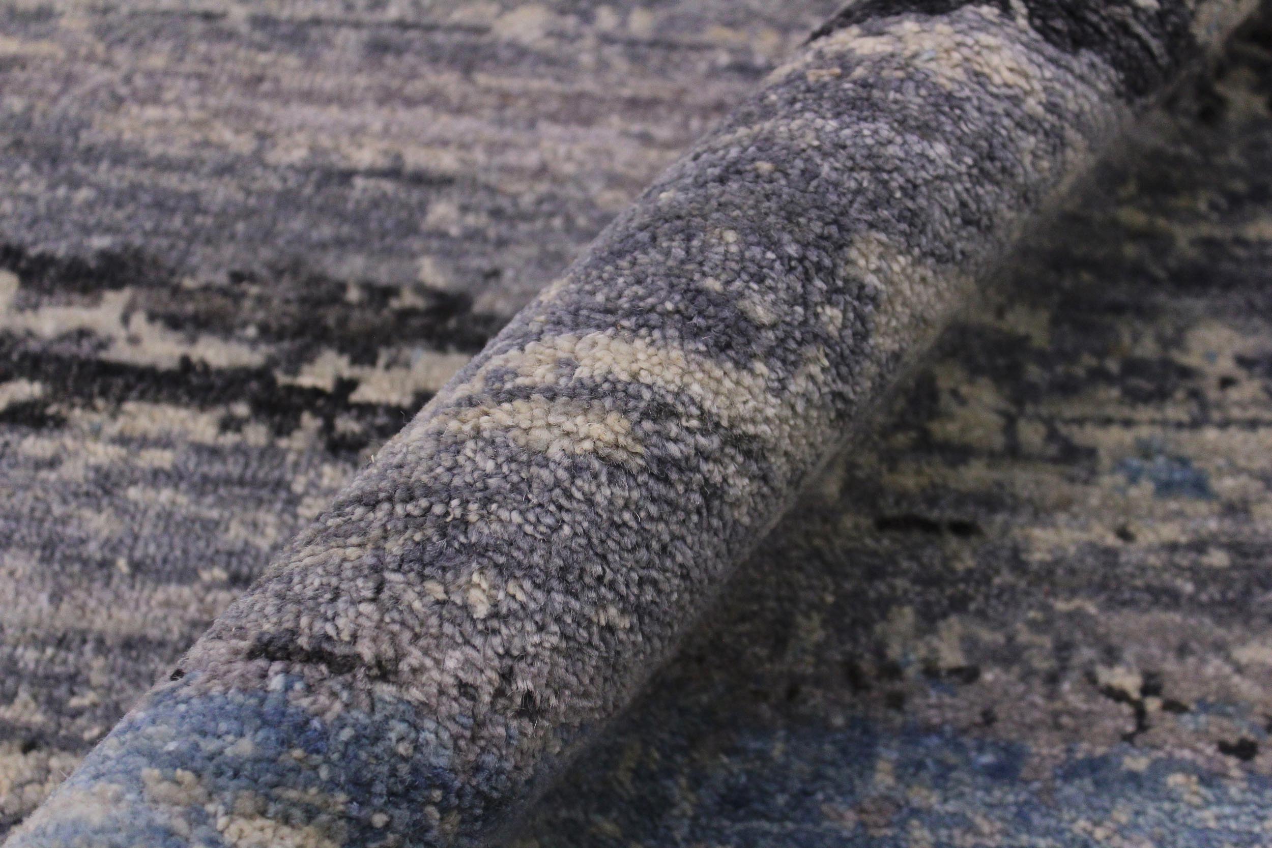 handmade Modern Kafkaz Grey Blue Hand Knotted RECTANGLE 100% WOOL area rug 10' x 14'