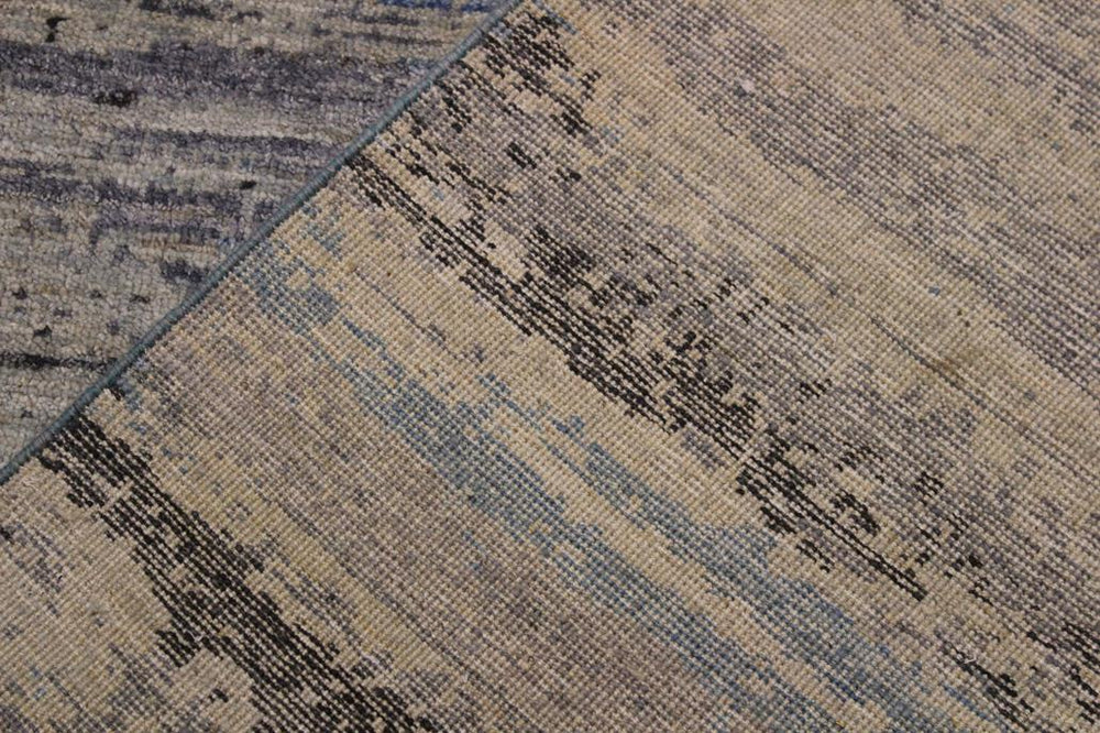 handmade Modern Kafkaz Grey Blue Hand Knotted RECTANGLE 100% WOOL area rug 10X14