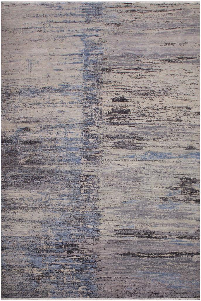 handmade Modern Kafkaz Grey Blue Hand Knotted RECTANGLE 100% WOOL area rug 10X14