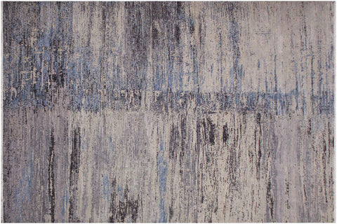 handmade Modern Kafkaz Grey Blue Hand Knotted RECTANGLE 100% WOOL area rug 10' x 14'