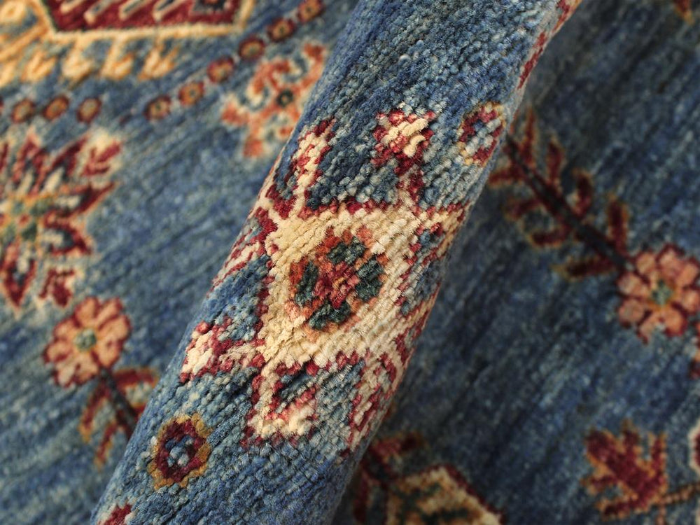 handmade Geometric Khurgeen Blue Red Hand Knotted RUNNER 100% WOOL area rug 3x9