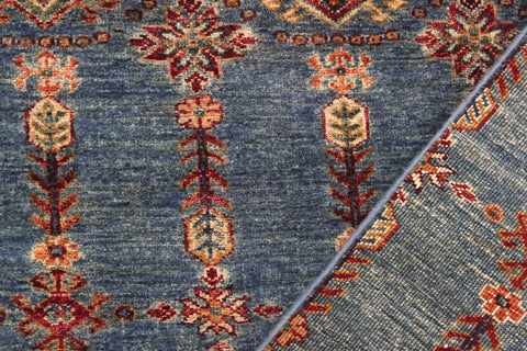 handmade Geometric Kurjean Blue Red Hand Knotted RUNNER 100% WOOL area rug 3x9