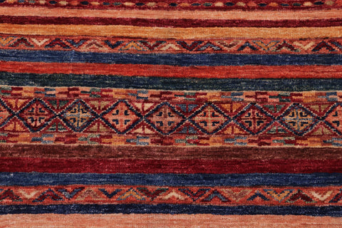 handmade Geometric Kurjean Red Blue Hand Knotted RECTANGLE 100% WOOL area rug 5x7