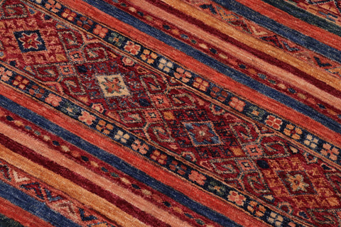 handmade Geometric Kurjean Red Blue Hand Knotted RECTANGLE 100% WOOL area rug 5x7