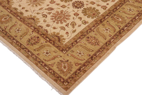 handmade Transitional Kafkaz Beige Green Hand Knotted RECTANGLE 100% WOOL area rug 10' x 14'
