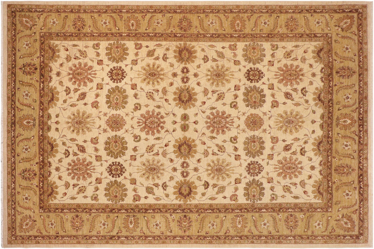 handmade Transitional Kafkaz Beige Green Hand Knotted RECTANGLE 100% WOOL area rug 10' x 14'