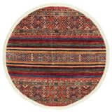 handmade Geometric Khurgeen Red Blue Hand Knotted ROUND 100% WOOL area rug 4x4