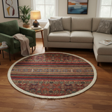 Southwestern Khurgeen Norma Red/Blue Wool Round - 3'11''X4'0''