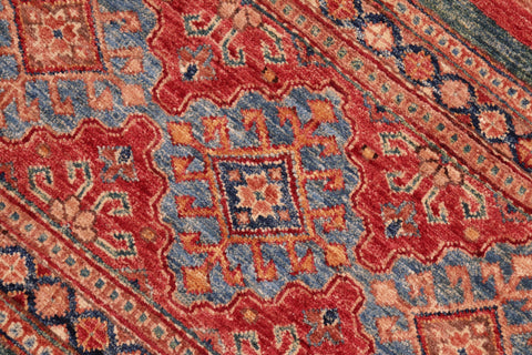 handmade Geometric Kurjean Red Blue Hand Knotted RECTANGLE 100% WOOL area rug 4x6