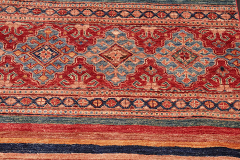 handmade Geometric Kurjean Red Blue Hand Knotted RECTANGLE 100% WOOL area rug 4x6