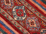handmade Geometric Khorgeen Red Blue Hand Knotted RECTANGLE 100% WOOL area rug 6x8