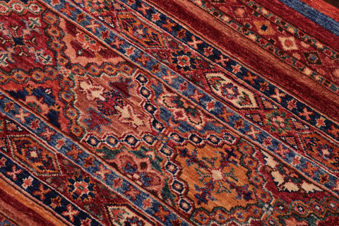 handmade Geometric Kurjean Red Blue Hand Knotted RECTANGLE 100% WOOL area rug 6x8