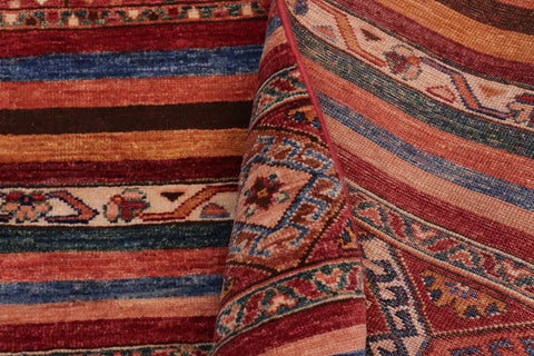 handmade Geometric Kurjean Red Blue Hand Knotted RECTANGLE 100% WOOL area rug 6x8