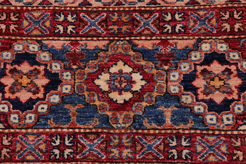 handmade Geometric Kurjean Red Blue Hand Knotted RECTANGLE 100% WOOL area rug 5x6