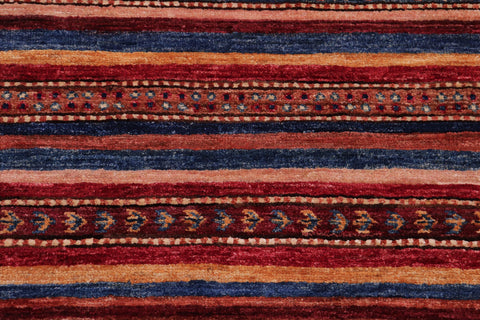 handmade Geometric Kurjean Red Blue Hand Knotted RECTANGLE 100% WOOL area rug 5x6