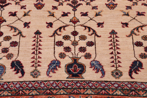 handmade Geometric Kurjean Beige Blue Hand Knotted RECTANGLE 100% WOOL area rug 6x7
