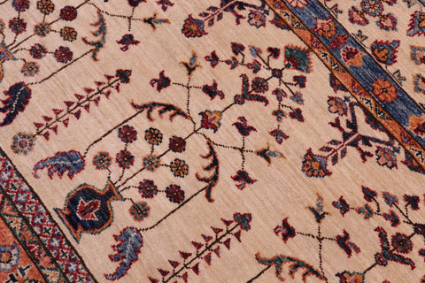 handmade Geometric Kurjean Beige Blue Hand Knotted RECTANGLE 100% WOOL area rug 6x7