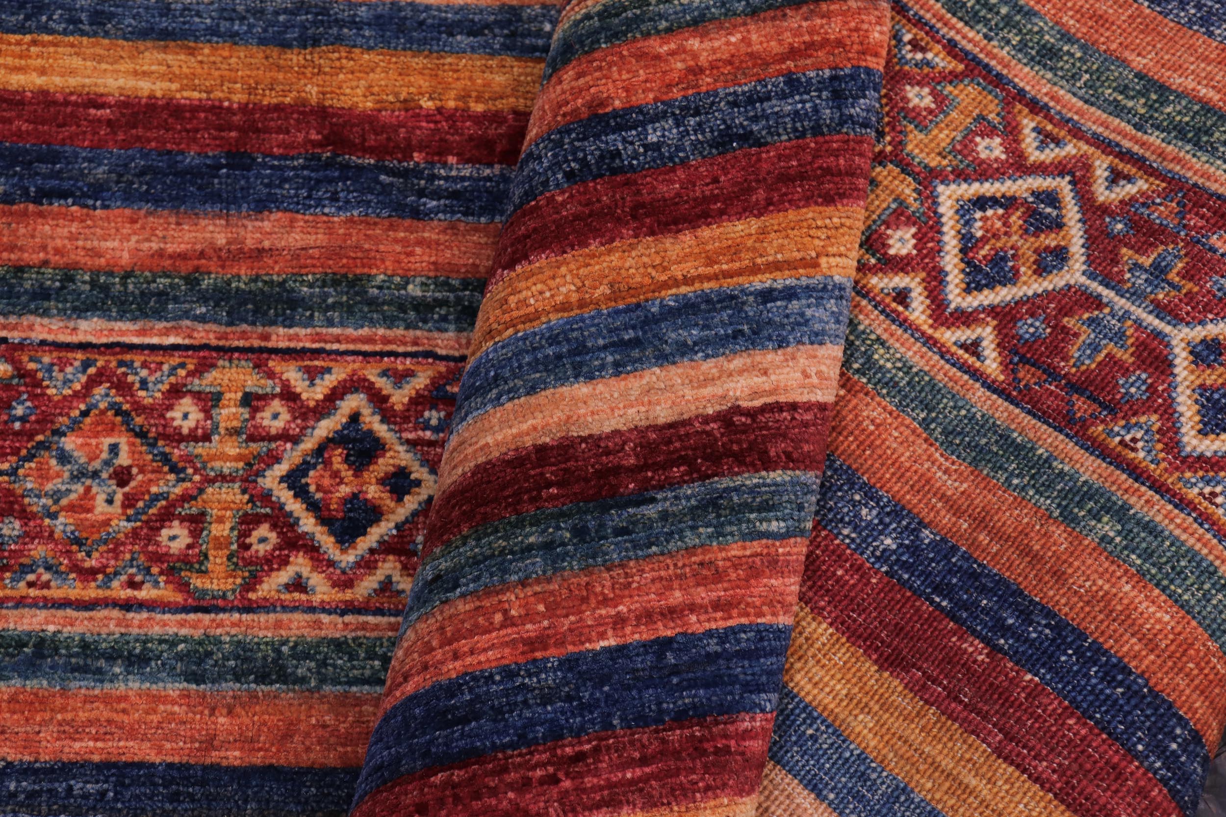 handmade Geometric Kurjean Gold Red Hand Knotted RECTANGLE 100% WOOL area rug 6x8