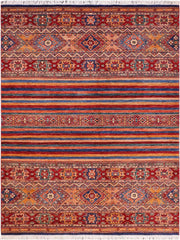 handmade Geometric Khorgeen Gold Red Hand Knotted RECTANGLE 100% WOOL area rug 6x8