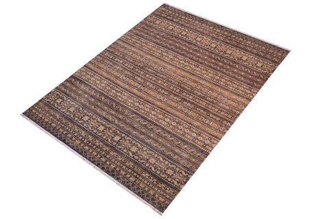 handmade Geometric Kurjean Gray Gold Hand Knotted RECTANGLE 100% WOOL area rug 6x8