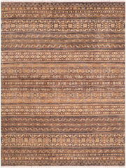 handmade Geometric Khorgeen Gray Gold Hand Knotted RECTANGLE 100% WOOL area rug 6x8