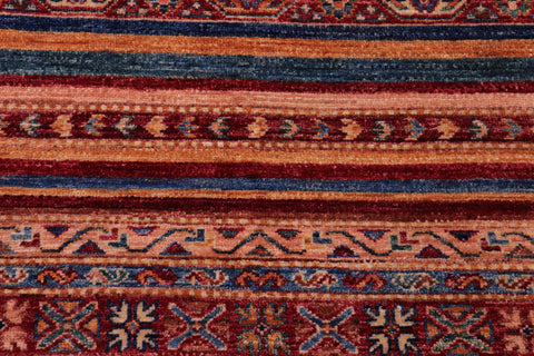 handmade Geometric Kurjean Red Green Hand Knotted RECTANGLE 100% WOOL area rug 5x7