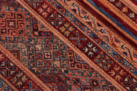 handmade Geometric Kurjean Red Green Hand Knotted RECTANGLE 100% WOOL area rug 5x7