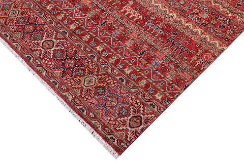 handmade Geometric Kurjean Red Beige Hand Knotted RECTANGLE 100% WOOL area rug 5x7