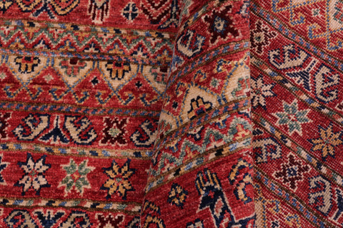 handmade Geometric Kurjean Red Beige Hand Knotted RECTANGLE 100% WOOL area rug 5x7