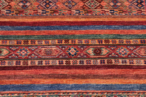 handmade Geometric Kurjean Red Blue Hand Knotted RECTANGLE 100% WOOL area rug 5x6