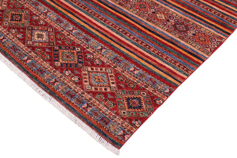handmade Geometric Kurjean Red Blue Hand Knotted RECTANGLE 100% WOOL area rug 5x7