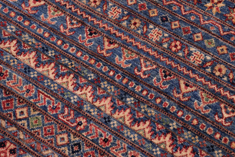 handmade Geometric Kurjean Blue Beige Hand Knotted RECTANGLE 100% WOOL area rug 5x7