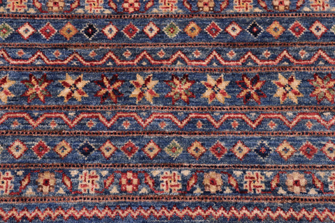 handmade Geometric Kurjean Blue Beige Hand Knotted RECTANGLE 100% WOOL area rug 5x7