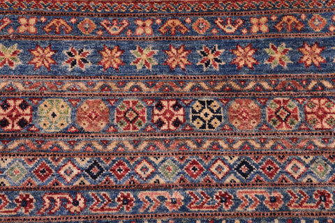 handmade Geometric Kurjean Blue Beige Hand Knotted RECTANGLE 100% WOOL area rug 5x7