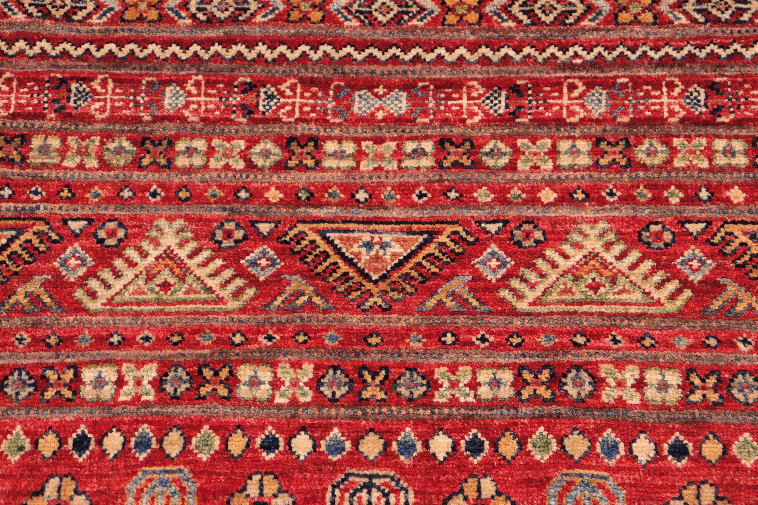 handmade Geometric Kurjean Red Green Hand Knotted RUNNER 100% WOOL area rug 3x9