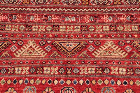 handmade Geometric Kurjean Red Green Hand Knotted RUNNER 100% WOOL area rug 3x9