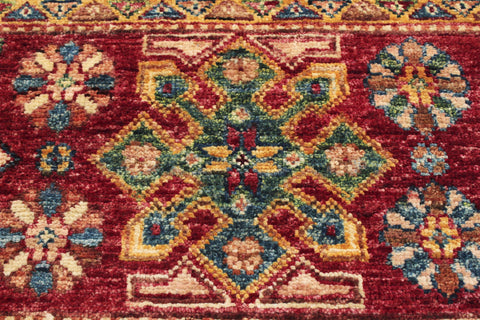 handmade Geometric Kurjean Red Blue Hand Knotted RECTANGLE 100% WOOL area rug 3x5