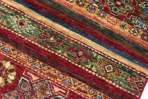 handmade Geometric Kurjean Red Blue Hand Knotted RECTANGLE 100% WOOL area rug 3x5