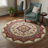 Cabin Khurgeen Sulema Beige/Red Wool Round - 10'0''X10'3''