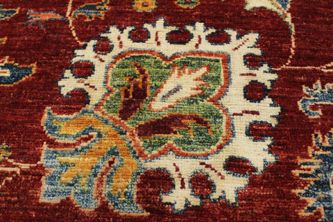 handmade Geometric Kurjean Red Beige Hand Knotted ROUND 100% WOOL area rug 10x10