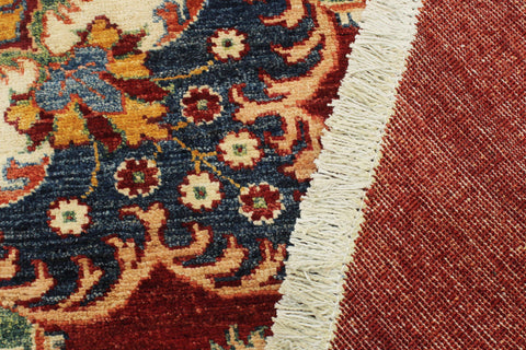 handmade Geometric Kurjean Red Beige Hand Knotted ROUND 100% WOOL area rug 10x10