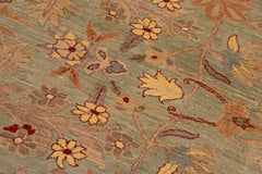 handmade Traditional Kafkaz Green Tan Hand Knotted RECTANGLE 100% WOOL area rug 10X14