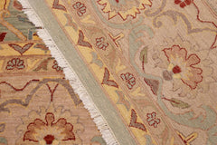 handmade Traditional Kafkaz Green Tan Hand Knotted RECTANGLE 100% WOOL area rug 10X14