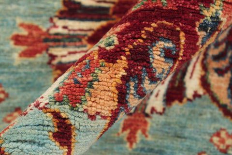 handmade Geometric Kurjean Blue Beige Hand Knotted ROUND 100% WOOL area rug 5x5