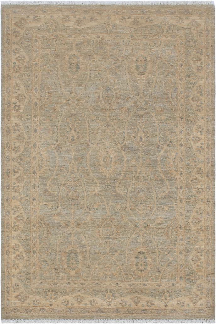 handmade Traditional Kafkaz Gray Beige Hand Knotted RECTANGLE 100% WOOL area rug 4X6